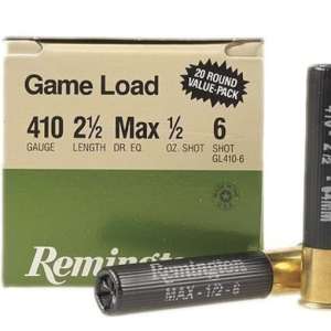 Remington Game Load Ammunition 410 Bore 2-1/2" 1/2 oz #6 Shot 500 rounds
