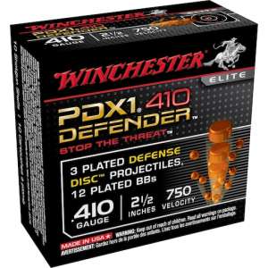 Winchester PDX1 Defender Ammunition 410 Bore 2-1/2" 3 Disks over 1/4 oz BB Shot 500 rounds