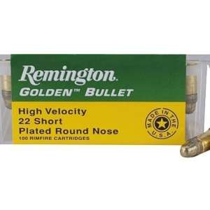 Remington Golden Bullet Ammunition 22 Short High Velocity 29 Grain Round Nose