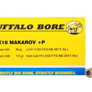 Buffalo Bore Ammunition 9x18mm (9mm Makarov) 95 Grain Jacketed Hollow Point 500 rounds