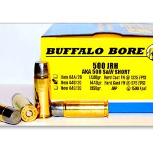 Buffalo Bore Ammunition 500 JRH (500 S&W Short) 440 Grain Hard Cast Lead Flat Nose Box Low Recoil 200 round