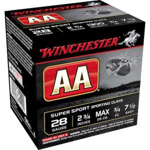 Winchester AA Super Sport Sporting Clays Ammunition 28 Gauge 2-3/4" 3/4 oz 1000 rounds
