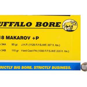 Buffalo Bore Ammunition 9x18mm (9mm Makarov) 115 Grain Hard Cast Lead Flat Nose 500 rounds
