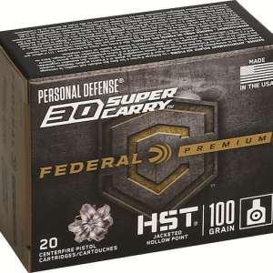 Federal Premium Personal Defense Ammunition 30 Super Carry 100 Grain HST Jacketed Hollow Point 500 round