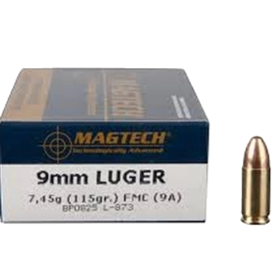 Magtech 9mm Ammunition 500 Rounds Brass casing