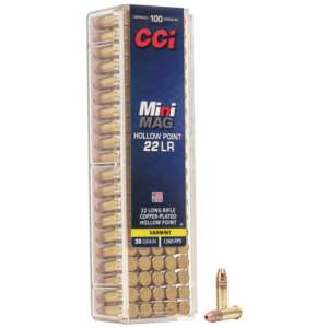 CCI Ammunition Mini-Mag .22 Long Rifle 36 grain Copper Plated Hollow Point Rimfire Ammunition 500