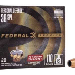 Federal Premium Centerfire Handgun Ammunition .38 Special 110 grain Hydra-Shok Jacketed Hollow Point Centerfire Pistol Ammunition 500 ROUNDS