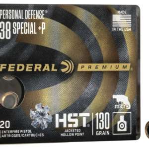 Federal Premium Centerfire Handgun Ammunition .38 Special +P 130 grain HST Jacketed Hollow Point Centerfire Pistol Ammunition 500 ROUNDS