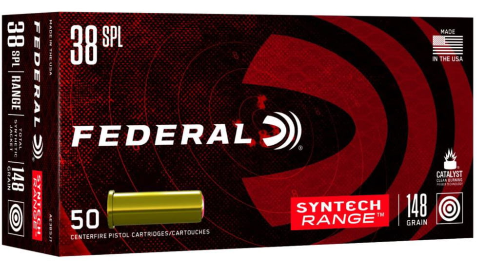 Federal Premium Centerfire Handgun Ammunition .38 Special 148 grain Synthetic Jacket Wadcutter Centerfire Pistol Ammunition 500 ROUNDS