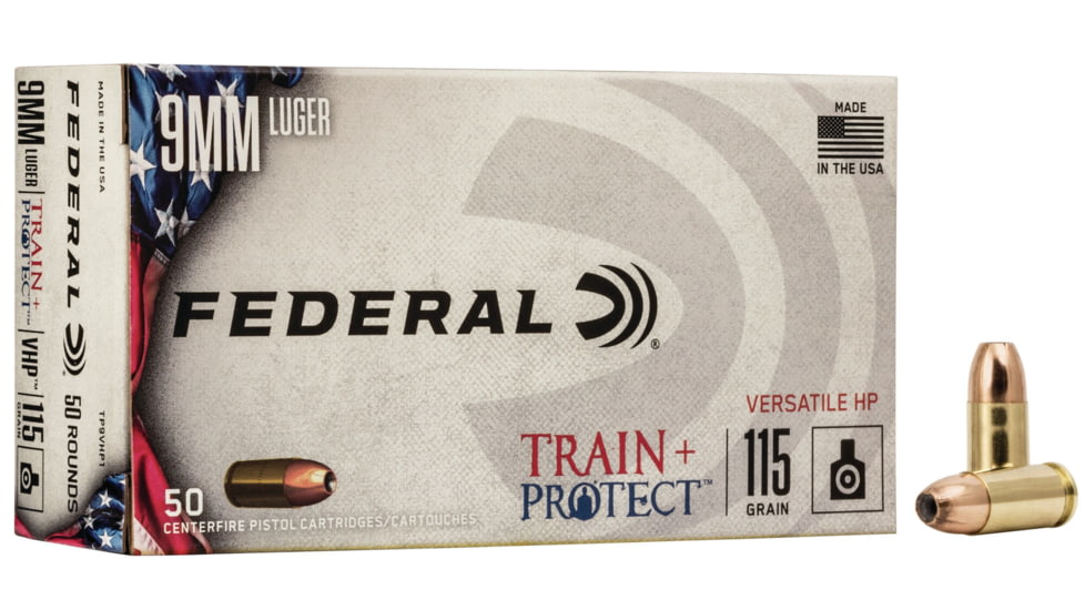 Federal Premium 9mm Luger 115 grain Jacketed Hollow Point (JHP) Brass Casing Centerfire Pistol Ammunition 500 RDS