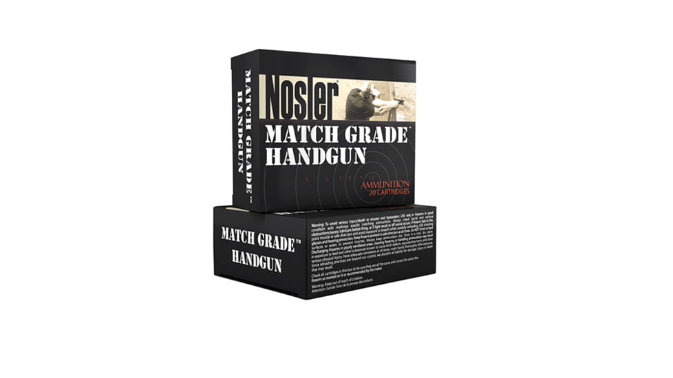 Nosler Match Grade 185 Grain .45 ACP Jacketed Hollow Point Brass Cased Cased Pistol Ammunition 500 ROUNDS