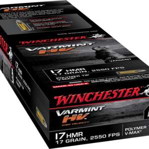 Winchester VARMINT HV .17 Hornady Magnum Rimfire 17 grain Polymer Tip V-Max Rimfire Ammunition 500 ROUNDS